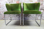 Set van 2 midcentury lounge fauteuiltjes, Chroom / Groen velours