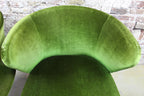Set van 2 midcentury lounge fauteuiltjes, Chroom / Groen velours